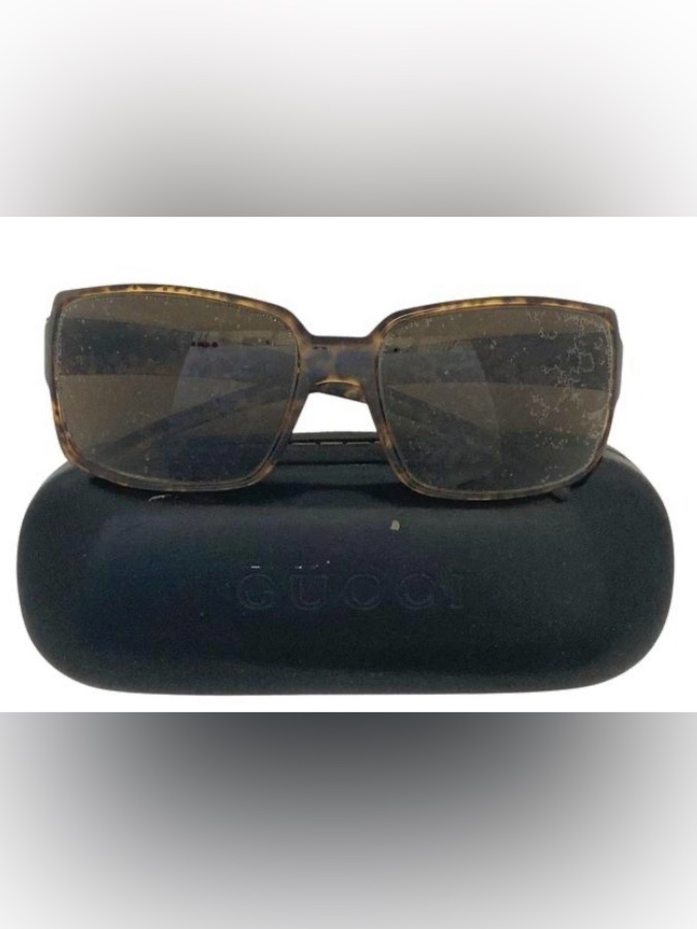 Gucci Women's Tortoiseshell Square Sunglasses - Brown/Black with case and COA